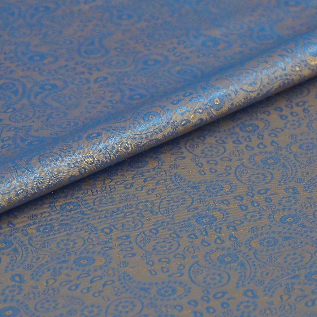 Futterstoff Paisley Viskosemix blau gelborange